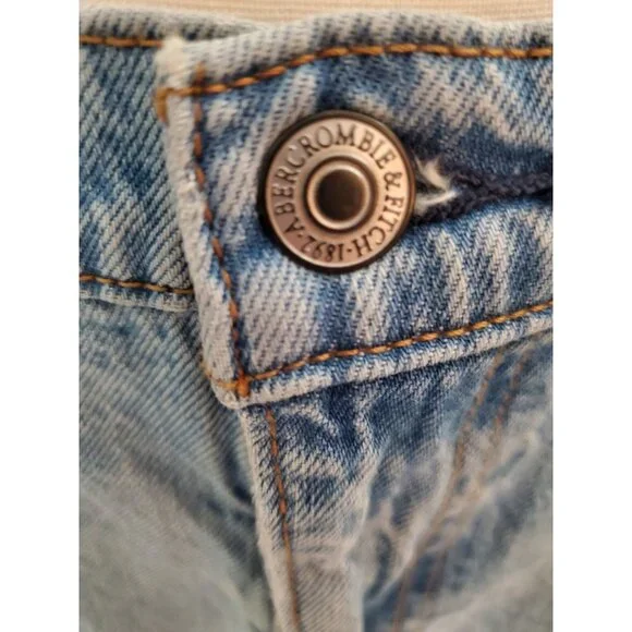 Abercrombie & Fitch High Rise Denim Skirt w/ Slit Size 32/14 Distressed Western - Picture 3 of 16